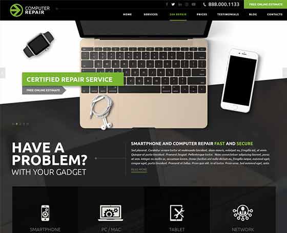 Computer repair bootstrap Computer repair template