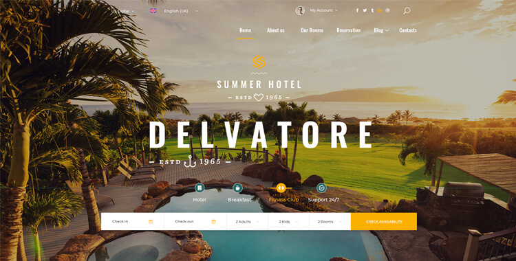 Hotel Delvatore - Bootstrap 4 Theme
