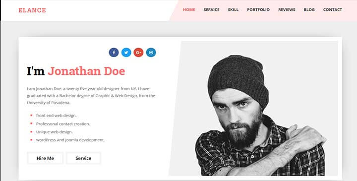Elance - Personal Portfolio theme