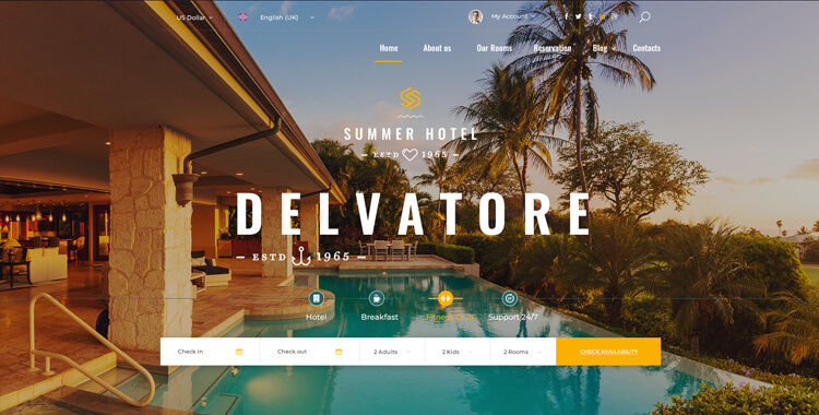 Hotel Delvatore - Bootstrap 4