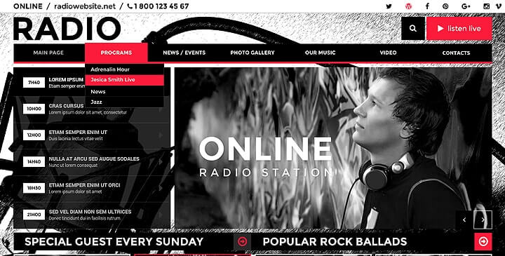 radio station wordpress theme