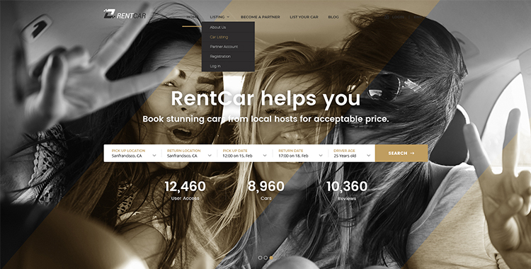 Rent a Car Bootstrap Template