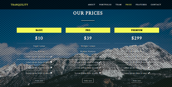 Tranquility - Responsive One-Page HTML5 Theme