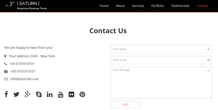 SATURN - One Page Bootstrap Theme