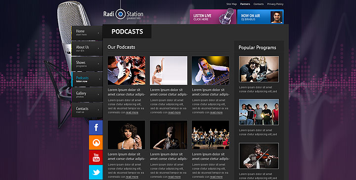 online radio station website template