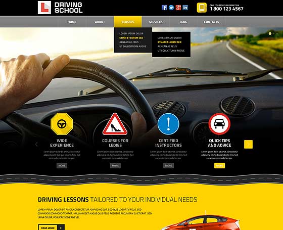 Driving School wordpress template Driving School wordpress template