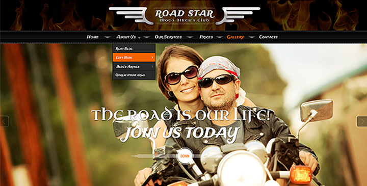 Biker’s club Bootstrap theme