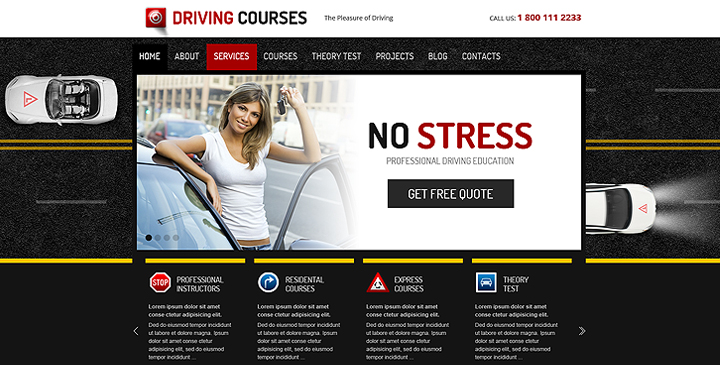 Wordpress driving school template