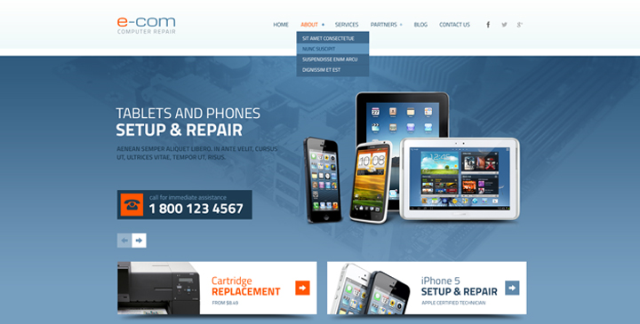 Computer repair service wordpress template