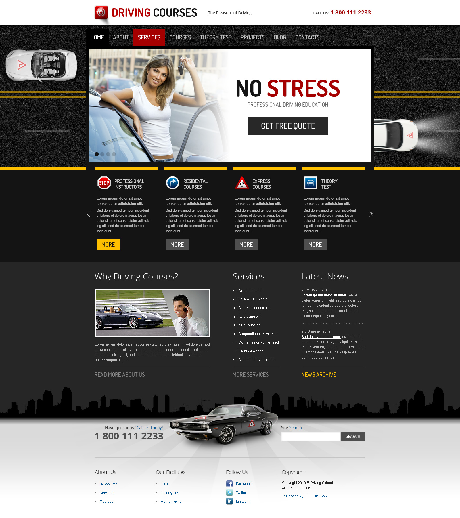 driving courses wordpress responsive template