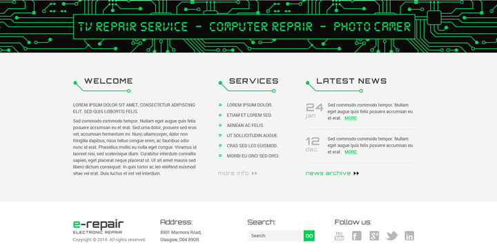 Electronic repair wordpress template