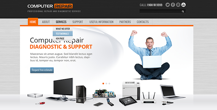 Computer Restoration Bootstrap template