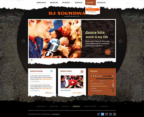 DJ Sound waves free bootstrap template DJ Sound waves free bootstrap template