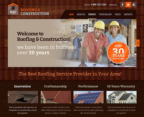 Roofing and construction bootstrap theme Roofing and construction bootstrap theme