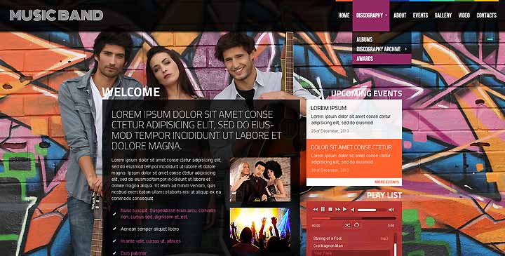 Music band website template