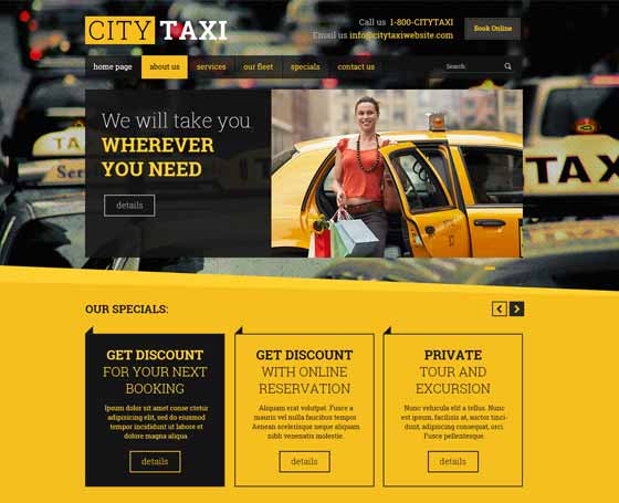 Taxi service website template