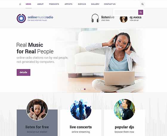 Internet radio station website template